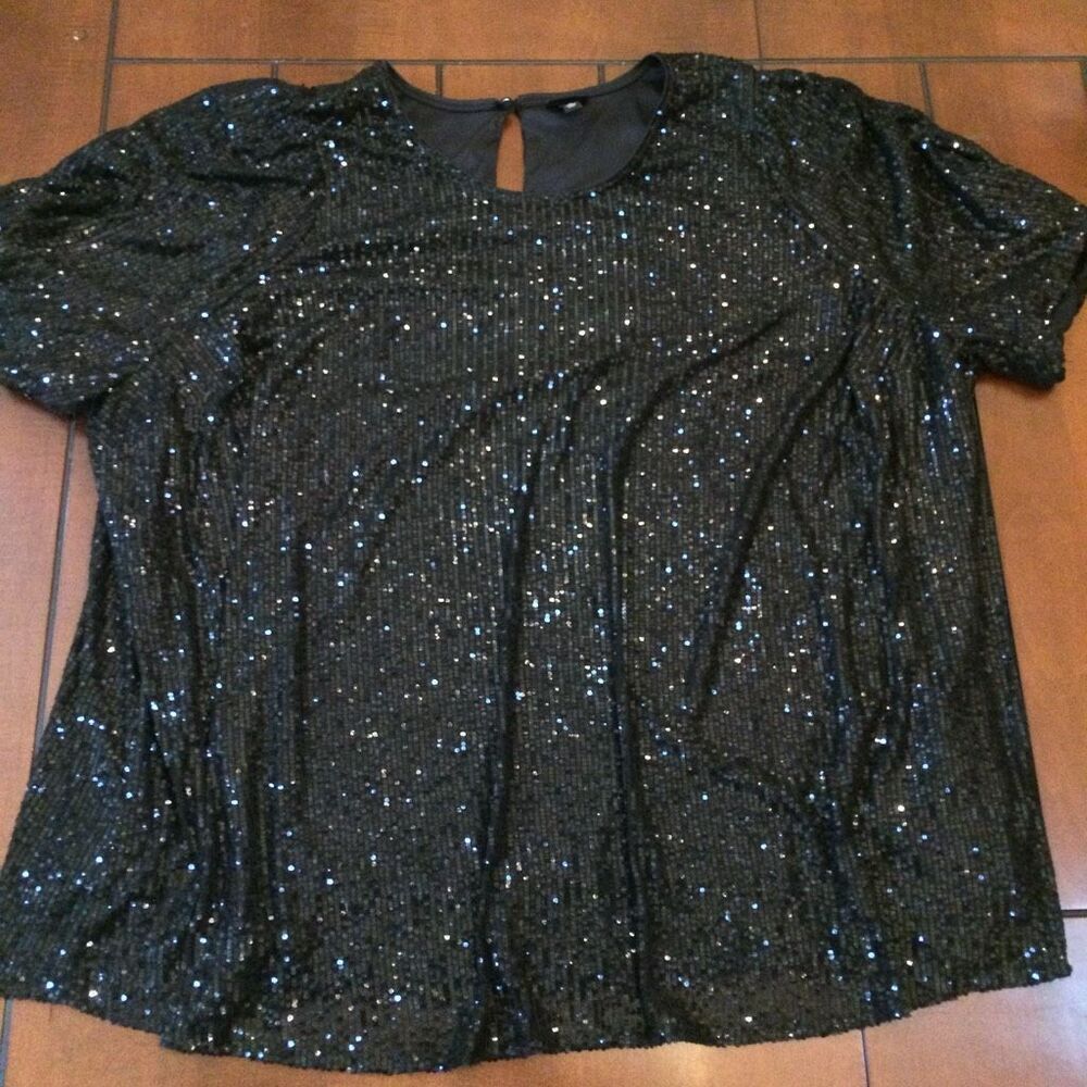 Torrid black sequin top blouse 6x plus size